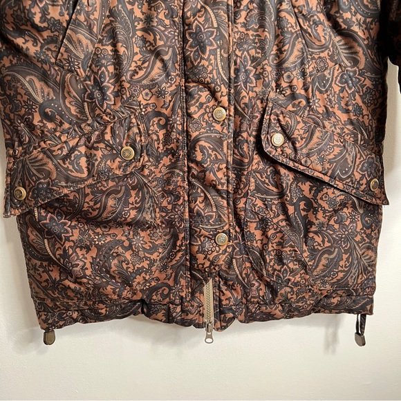 London Fog Down Parka Puffer Paisley Long Sleeve Zip Up Winter Jacket Size Small - Picture 2 of 12